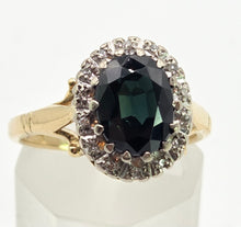 Load image into Gallery viewer, 2027 Vintage: 18ct Gold Australian Blue Sapphire Diamonds Diana Style Cluster Ring- From 1966
