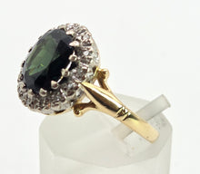 Load image into Gallery viewer, 2027 Vintage: 18ct Gold Australian Blue Sapphire Diamonds Diana Style Cluster Ring- From 1966
