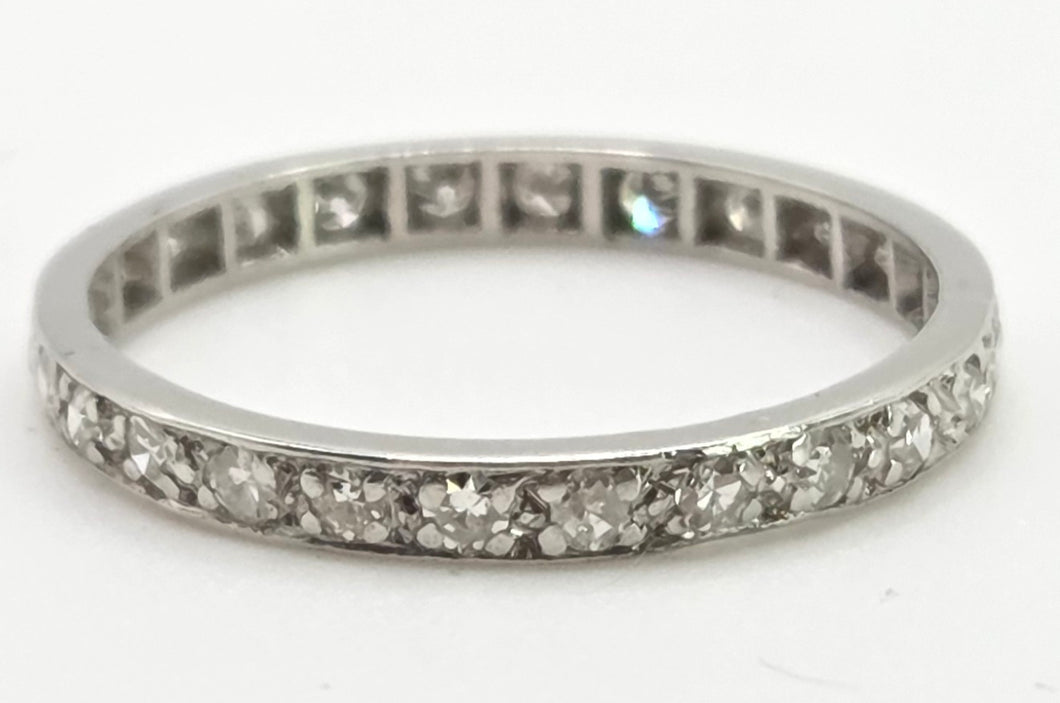 2325 Vintage: Platinum 22 Sparkling Natural Round Full Cut Diamonds Eternity Ring