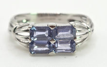 Load image into Gallery viewer, 2404 Vintage: 9ct White Gold Light Blue Sapphires Dress Ring
