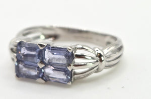 2404 Vintage: 9ct White Gold Light Blue Sapphires Dress Ring