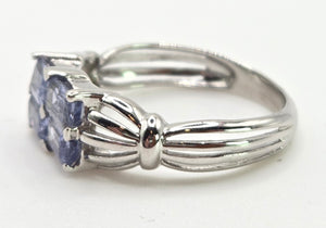 2404 Vintage: 9ct White Gold Light Blue Sapphires Dress Ring