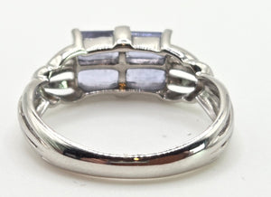 2404 Vintage: 9ct White Gold Light Blue Sapphires Dress Ring