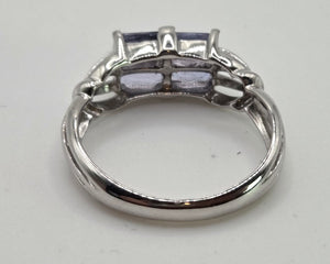 2404 Vintage: 9ct White Gold Light Blue Sapphires Dress Ring
