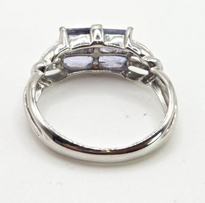 2404 Vintage: 9ct White Gold Light Blue Sapphires Dress Ring