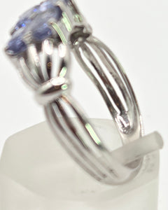 2404 Vintage: 9ct White Gold Light Blue Sapphires Dress Ring