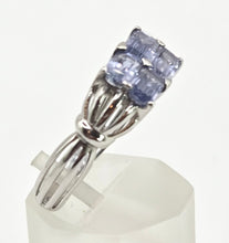 Load image into Gallery viewer, 2404 Vintage: 9ct White Gold Light Blue Sapphires Dress Ring
