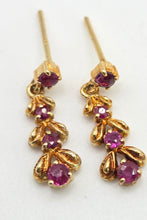 Load image into Gallery viewer, 2426 Vintage; 9ct Gold Rubies Drop/Dangle Stud Earrings

