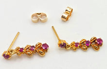 Load image into Gallery viewer, 2426 Vintage; 9ct Gold Rubies Drop/Dangle Stud Earrings
