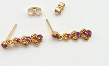 Load image into Gallery viewer, 2426 Vintage; 9ct Gold Rubies Drop/Dangle Stud Earrings
