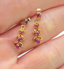 Load image into Gallery viewer, 2426 Vintage; 9ct Gold Rubies Drop/Dangle Stud Earrings
