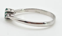 Load image into Gallery viewer, 8286 Vintage: Petite 18ct White Gold Emerald &amp; Diamonds 3 Stone Ring
