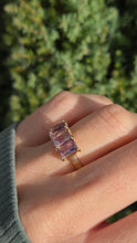 Cargar imagen en el visor de la galería, 2128 Vintage &amp; Rare: 9ct Gold rectangular Cut Ametrine Trilogy Ring

