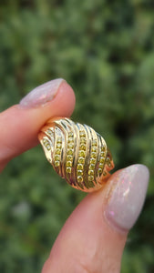 0991 Vintage: Statement 9ct Gold 42 Yellow Diamonds Dress Ring