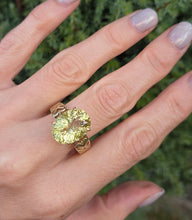 Load image into Gallery viewer, 6243 Vintage: 9ct Gold Large Oval Faceted Cut Peridot Solitaire Ring
