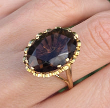 Load image into Gallery viewer, 6242 Vintage: 9ct Gold Smokey Quartz Solitaire Ring-From 1973
