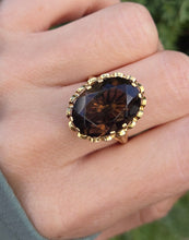 Load image into Gallery viewer, 6242 Vintage: 9ct Gold Smokey Quartz Solitaire Ring-From 1973
