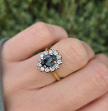 Load image into Gallery viewer, 2366 18ct Gold French Blue Sapphire (1.5ct) Diamonds (0.6ct) Cluster Ring
