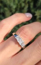 Load image into Gallery viewer, Vintage Platinum Square Set Natural Diamonds Trilogy Set Ring
