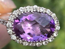 Load image into Gallery viewer, 0123 Vintage: 9ct Gold Purpled Amethyst 28 glacier White Topaz Dress Ring
