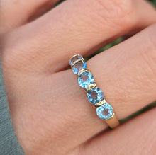 Load image into Gallery viewer, 2230 Vintage: 9ct Gold 5 Swiss Blue Topaz Stacker/Half-Hoop Ring
