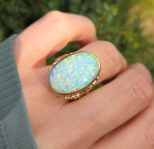 Load image into Gallery viewer, 2317 Vintage: 9ct Gold Large Cabochon White Opal (9.1ct) Single Stone Ring
