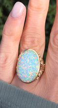 Load image into Gallery viewer, 2317 Vintage: 9ct Gold Large Cabochon White Opal (9.1ct) Single Stone Ring
