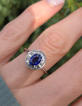 Load image into Gallery viewer, 2356 18ct White Gold French Blue Sapphire 24 Natural Baguette Cut Diamonds Cluster
