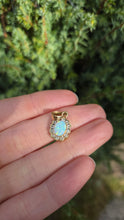 Load image into Gallery viewer, 2362 Vintage: 14ct Gold Cabochon White Opal Diamonds Pendant
