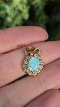 Load image into Gallery viewer, 2362 Vintage: 14ct Gold Cabochon White Opal Diamonds Pendant
