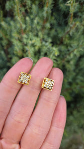 2377 18ct Gold 18 Natural Diamonds (0.45ct) Geometric Set Earrings