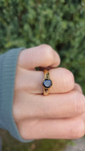 6258 Vintage: 9ct Gold Black Diamond White Diamonds Signet Ring