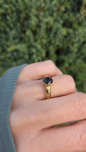 Load image into Gallery viewer, 6258 Vintage: 9ct Gold Black Diamond White Diamonds Signet Ring
