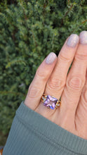 Load image into Gallery viewer, 1267 Vintage: 9ct Gold Princess Cut Lilac Amethyst Topaz Cocktail Ring
