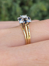 Cargar imagen en el visor de la galería, 2372 Vintage: 18ct Gold Geometric Set Blue Sapphires Natural Diamonds (0.22ct) Ring- From 1969
