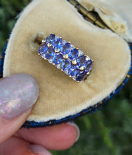 Load image into Gallery viewer, 6264 Vintage: 9ct Gold Blue Tanzanites Diamonds Tiered Cocktail Ring
