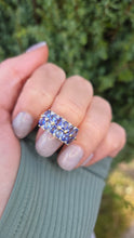 Load image into Gallery viewer, 6264 Vintage: 9ct Gold Blue Tanzanites Diamonds Tiered Cocktail Ring
