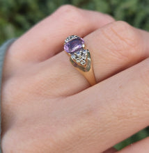 Load image into Gallery viewer, 6268 Vintage: 9ct Gold Pink Sapphire 12 Diamonds Dress Ring

