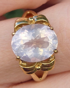 6270 Vintage: 9ct Gold Large Pink Rose Quartz Cocktail Ring
