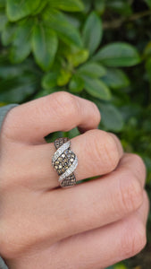 6281 Vintage 9ct White Gold  54 Natural Cognac Diamonds Diamonds Ring
