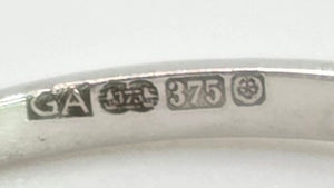 2416: Vintage 9ct White Gold Round Full Cut Diamond Solitaire