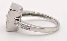 Load image into Gallery viewer, 2440- Vintage: 14ct White Gold Emeralds Diamonds Art Deco Style Panel Ring
