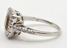 Load image into Gallery viewer, 2444; Vintage 18ct White Gold Fiery Yellow Citrine 24 Diamonds Ring
