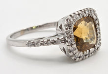 Load image into Gallery viewer, 2444; Vintage 18ct White Gold Fiery Yellow Citrine 24 Diamonds Ring
