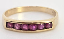 Load image into Gallery viewer, 2508- Vintage: 9ct Gold 6 Channel Set Rubies Stacker/Half- Eternity Ring

