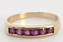 Load image into Gallery viewer, 2508- Vintage: 9ct Gold 6 Channel Set Rubies Stacker/Half- Eternity Ring
