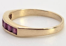 Load image into Gallery viewer, 2508- Vintage: 9ct Gold 6 Channel Set Rubies Stacker/Half- Eternity Ring
