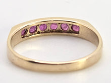 Load image into Gallery viewer, 2508- Vintage: 9ct Gold 6 Channel Set Rubies Stacker/Half- Eternity Ring
