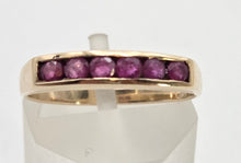 Load image into Gallery viewer, 2508- Vintage: 9ct Gold 6 Channel Set Rubies Stacker/Half- Eternity Ring
