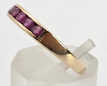 Load image into Gallery viewer, 2508- Vintage: 9ct Gold 6 Channel Set Rubies Stacker/Half- Eternity Ring
